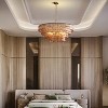 36" 6-Lights Luxury Large Tiered Round Smoke Glass Gold Chandelier - 4 of 4