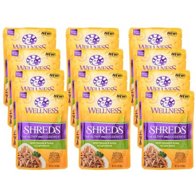 Wellness Shreds With Chicken and Turkey in Light Sauce Wet Cat Food - Case of 24/3 oz