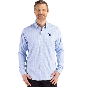 Cutter & Buck Kansas City Royals Skyline Recycled Gingham Mens Long Sleeve  Button Down Dress Shirt : Target