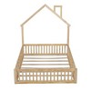 Okak Twin/Full House Floor Platform Bed with Guardrails,Solid Wood Bed Frame for Kids,Teens,No Spring Box Needed - 4 of 4