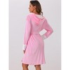 cheibear Women's Flannel Soft Hooded Fluffy Plush Long Spa Bathrobe with Belt - 4 of 4