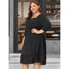 Agnes Orinda Women's Plus Size Square Neck Swiss Dots Wedding Empire Waist Ruffle Hem Chiffon Midi Dresses - 3 of 4
