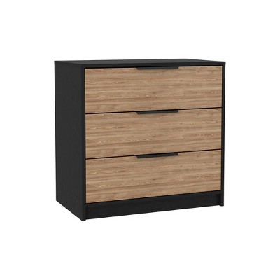 NicBex 3 Drawers Dresser for Bedroom,Modern Style Wooden Drawers with Black Handle,Dressers for Kids Room,Living Room,Entry and Hallway,Black/Pine
