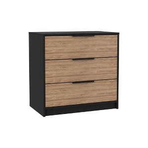 NicBex 3 Drawers Dresser for Bedroom,Modern Style Wooden Drawers with Black Handle,Dressers for Kids Room,Living Room,Entry and Hallway,Black/Pine - 1 of 4