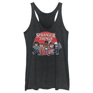 Women's Stranger Things Cartoon Gang Racerback Tank Top - 1 of 4