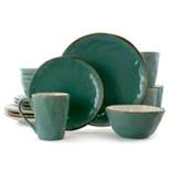 16pc Stoneware Cool Breeze Dinnerware Set Green - Elama