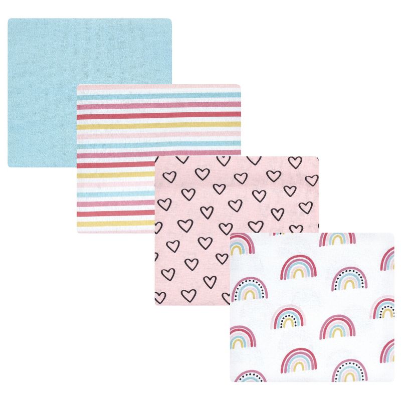Hudson Baby Infant Girl Cotton Flannel Receiving Blankets, Modern Rainbow, One Size, 1 of 8