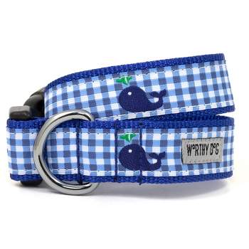 The Worthy Dog Gingham Whales Dog Collar