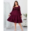 Clearlove Womens Plus Size Square Neck Dresse High Waist Smocked Ruffle A Line Tiered Flowy Maxi Dress with Pocket - 4 of 4