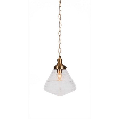 Toltec Lighting Juno 1 - Light Pendant in  New Aged Brass with 10" Clear Bubble Shade