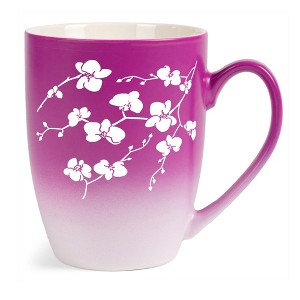 Elanze Designs Botanical Floral Nature Coffee Cup Mug 12 Ounce Ceramic With Ombre Gradient Elegant Minimalist Orchid Flower Silhouette Pink and White - 1 of 4