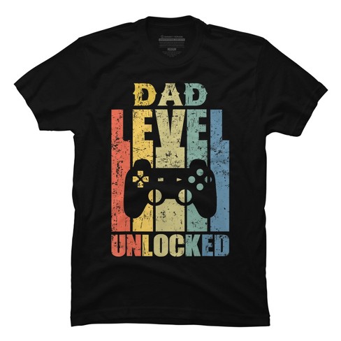 Men's Design By Humans Retro Gaming Dad Level Unlocked By