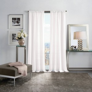 105"x50" Martha Stewart 2pk Crinkle Sheer 95" Pole Top White - 1 of 4