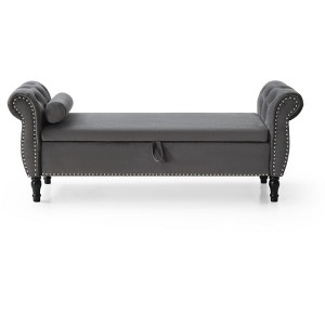 NicBex Modern 63" Storage Bench Leather Accent Stools with Rolling Arms and Nailhead Trims for Bedroom and Entryway - 1 of 4