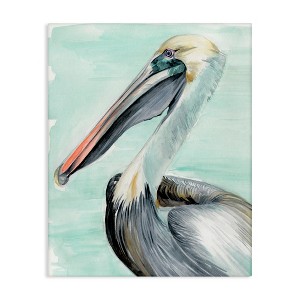 Stupell Industries Coastal Pelican Bird Watching Turquoise Ocean Portrait Canvas Wall Art - 1 of 4