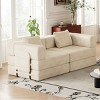 72.4 Inch Convertible Sofa Bed for Living Room, Folding Design Sofa with Cushions and Side Storage Pockets, Corduroy Fabric Sofa-Coolbibila - 3 of 4