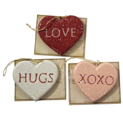 Holiday Ornament 2.0" Candy Heart Ornaments Love Hugs Xoxo  -  Tree Ornaments