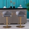 Racxily Set of 2 Bar Stools - Swivel Height Adjustable Bar Stools with Chrome Footrest/Base, Velvet & Golden Legs,for Home Bar/Kitchen, Grey - 2 of 4