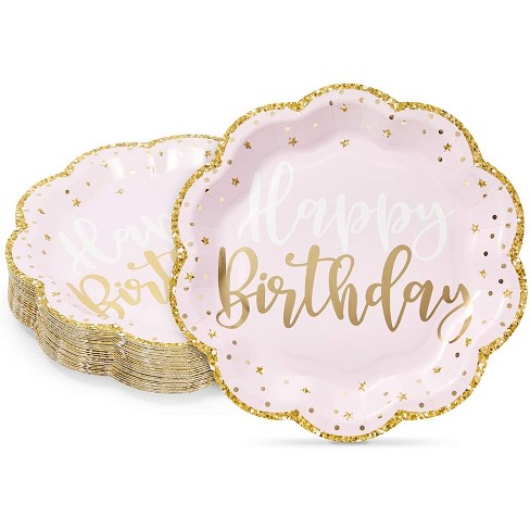 Gold Foil Polka Dots Disposable Thick Paper Plates For Cake And