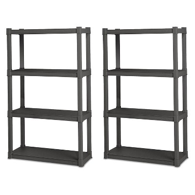 Sterilite 4 Shelf Durable Solid Gray Surface Shelving Unit, 2 Pack | 01643V01