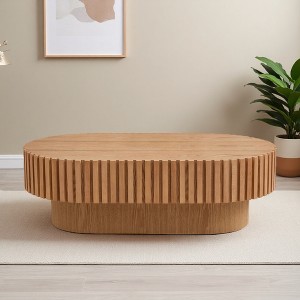 43.7" Modern Oval Drum Coffee Table (Handcrafted) - 1 of 4