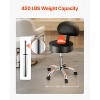 VEVOR Rolling Stool with Back Support and Wheels, 450 LBS Weight Capacity Round Rolling Stool Chair, Height Adjustable Thickened PU Leather, Black - 4 of 4