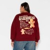 Women's Gingerbread Fleece Graphic Sweatshirt - Burgundy - 3 of 3