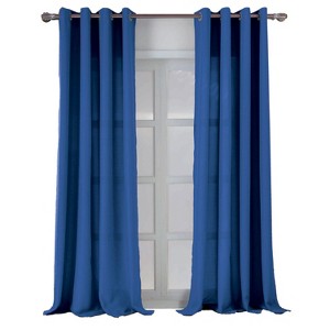 RT Designers Collection Cole Textured Grommet Room Darkening Curtain Panel Navy - 1 of 4