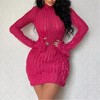 Women's Club Party Dress Ruffle Bell Long Sleeve Mini Bodycon Dresses Mock Neck See Through Y2K Going Out Outfits - 2 of 4