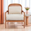 Mshliw Set of 2 Mid-Century Modern Accent Armchairs with Solid Wood Frame, Rattan Backrest, and Striped Upholstered Cushions - 4 of 4
