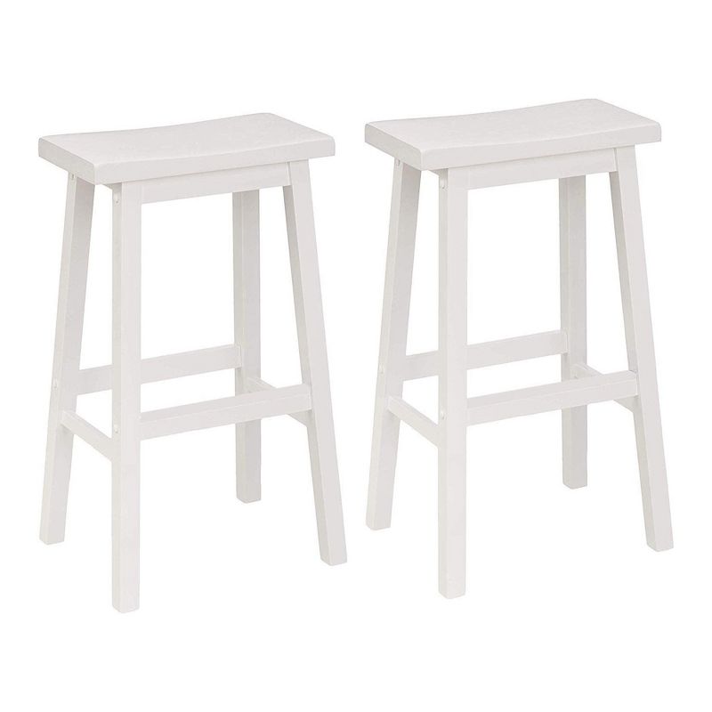 PJ Wood Classic Saddle Seat 29'' Kitchen Bar Counter Stool with Backless Seat & 4 Square Legs, for Homes, Dining Spaces, and Bars, White (8 Pack), 2 of 7
