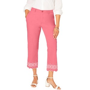 Jessica London Women's Plus Size Stretch Poplin Classic Cropped Straight Leg Pant - 1 of 4