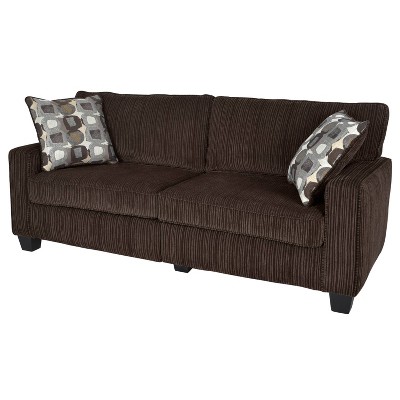 Palisades Compact Linen Fabric Sofa with Wood Accents, Riverfront Brown