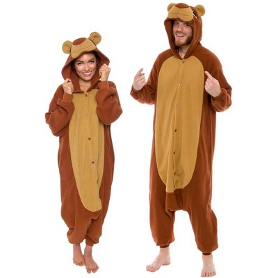 Honey Bear Adult Onesie Pajama Set - Unisex Animal Costume For Lounge & Sleep
