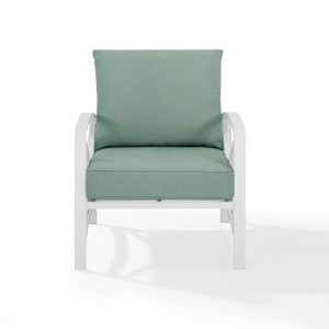 Kaplan Outdoor Steel Arm Chair Mist/White - Crosley - 1 of 4