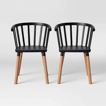 Set of 2 Balboa Barrel Back Dining Chair Black/Wood - Threshold™