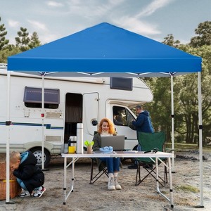 10x10 Heavy Duty Pop Up Canopy, One-Button Setup, Portable Roller Bag, Adjustable Height, Includes 1 Sidewall & 4 Weight Bags - 1 of 4