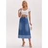 INSPIRE CHIC Women's Denim High Waist Spring Causal Panel Hem A-Line Maxi Jean Skirts - 3 of 4