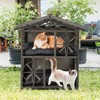Tangkula Outdoor Rattan Cat House 2-Tier Wicker Windows Removable Cushions Large Entrance - 3 of 4