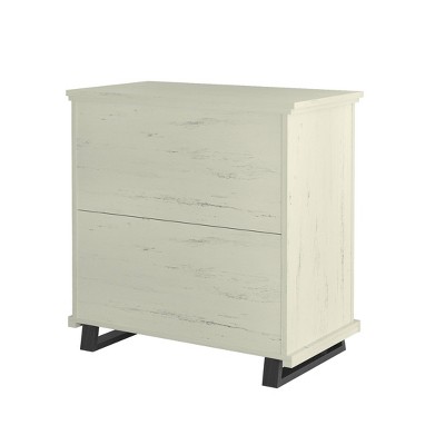 Off-White 32'' 3-Drawer Nightstand with Metal Legs
