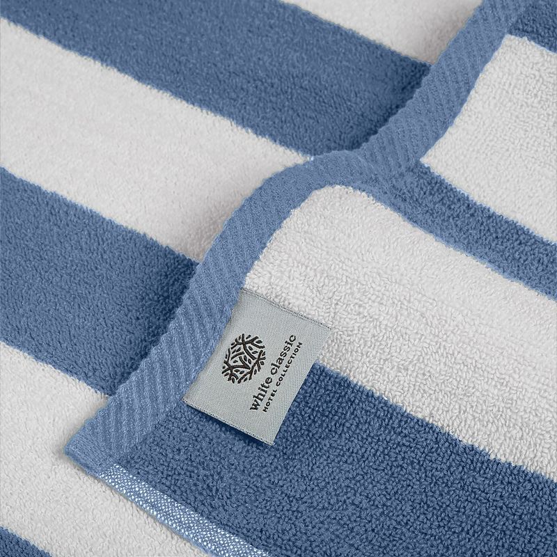 White Classic 100% Cotton Cabana Striped Oversized Beach Towels, 3 of 6