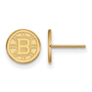Black Bow Jewelry 14k Yellow Gold Plated Sterling Silver Boston Bruins NHL Stud Earrings - 1 of 3