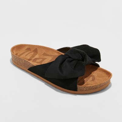 Adia Bow Footbed Sandals – Black 
