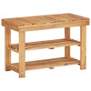 vidaXL Shoe Rack Bench Shoe Storage Organizer Shelf Holder Solid Acacia Wood - 27.6" 18.1" - 2 of 4