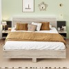 Floating Platform Bed, Bed with LED Headboard Light and Built-in Bedside Nightstands, Modern Particle Board Frame Bed-Baofuwish - 2 of 4