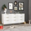 Sideboard 62.9", White Buffet Cabinet with 9 Drawers, Modern Storage for Living Room, Bedroom and Kitchen - 2 of 4