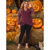 Women's Plus Size Criss Cross Wrap Ruched Bishop Lace V Neck Sheer Long Sleeve Elegant Blouse - Agnes Orinda - 3 of 4