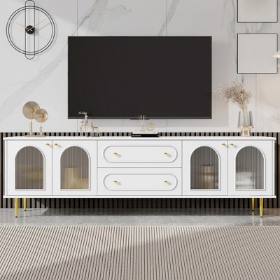 Modern TV Stand for TVs up to 75", 70.9'' Entertainment Center with Glass Door, Media Console Table, Storage Cabinet for Living Room Bedroom