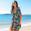 Women's Tropical Leaf Short Sleeve Flounce Hem Mini Dress - Cupshe - 3 of 4