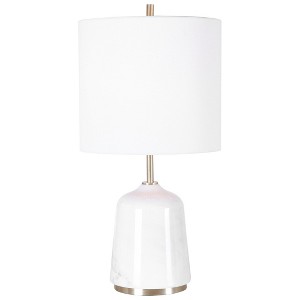 Uttermost Eloise White Marble Table Lamp – 20” Elegant Base with Brass Accents & Linen Shade - 1 of 4